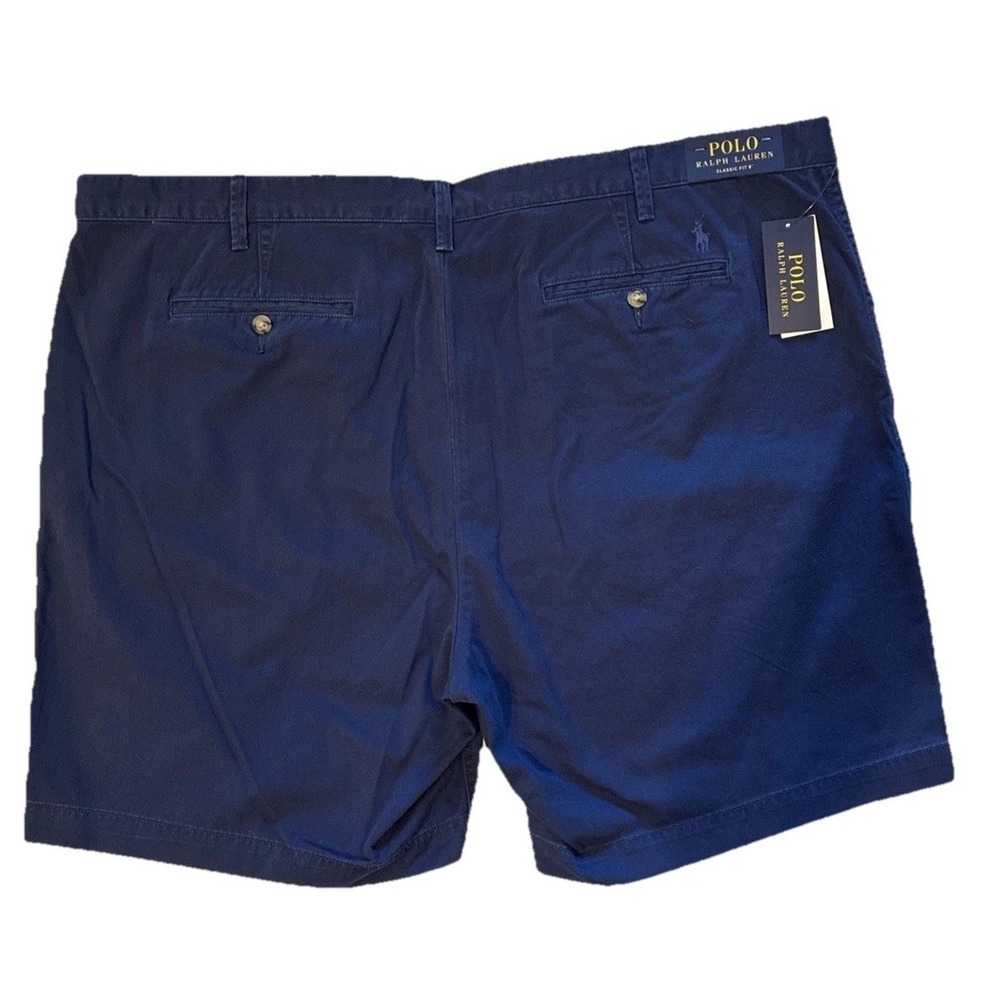 Polo Ralph Lauren Shorts Mens 46B Navy Classic Fit Chino Dress Flat Front Cotton - Picture 4 of 12